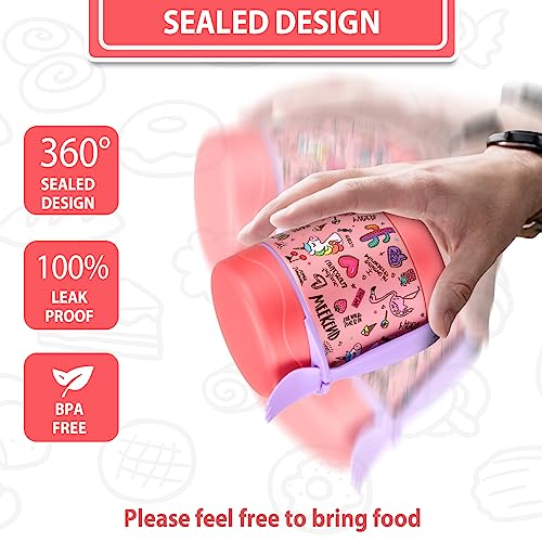 Howeemo 10oz Soup Thermo for Hot Food Kids,Lunch Thermo Kids Food Jar with Spoon Hot Insulated Food Containers,Leak Proof Stainless Steel Wide Mouth Lunch Food Thermo Jar for School(Pink-Flamingo) - Image 5