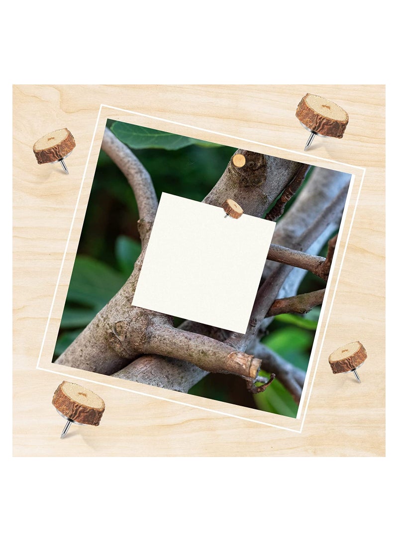 SYOSI 80 Pcs Wood Push Pins Drawing Pins Wood Thumb Tacks Decorative Push Pins Wooden Map Pins for Cork Boards Map Photos Calendar and Home Office Craft Projects - Image 3