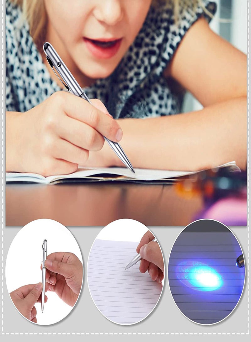 KASTWAVE Invisible Disappearing Ink Pen 10Pcs Magic Pen with Glow Light Silver Drawing Magic Stationery Writing Light Pen Ballpoint Pens Magic Secret Pen for Paintings Night Games Party Favors - Image 2