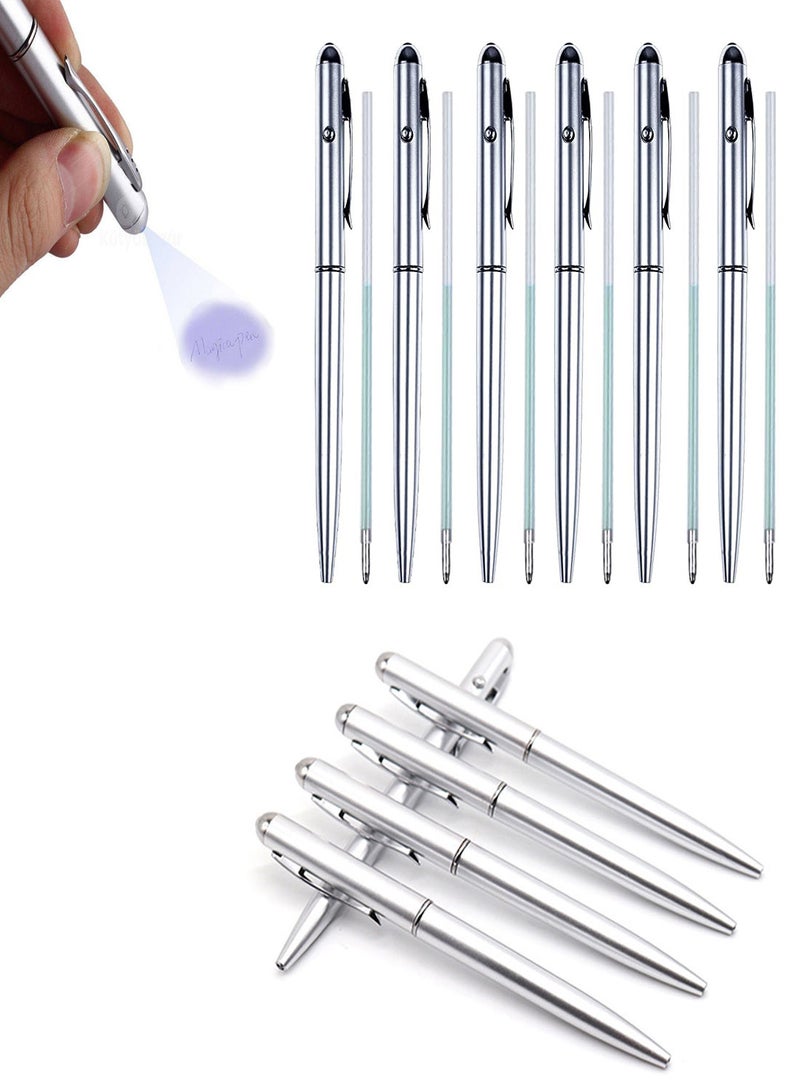 KASTWAVE Invisible Disappearing Ink Pen 10Pcs Magic Pen with Glow Light Silver Drawing Magic Stationery Writing Light Pen Ballpoint Pens Magic Secret Pen for Paintings Night Games Party Favors - Image 1