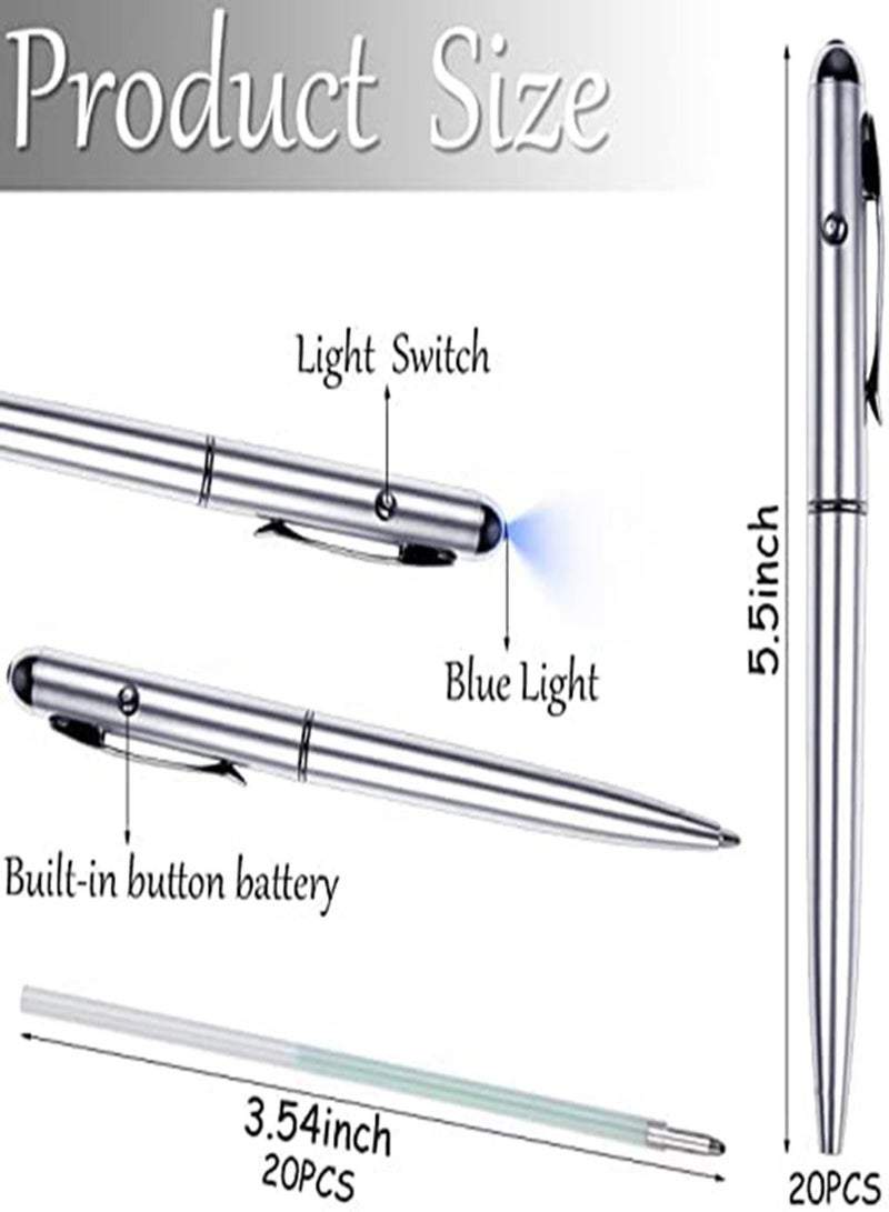 KASTWAVE Invisible Disappearing Ink Pen 10Pcs Magic Pen with Glow Light Silver Drawing Magic Stationery Writing Light Pen Ballpoint Pens Magic Secret Pen for Paintings Night Games Party Favors - Image 4