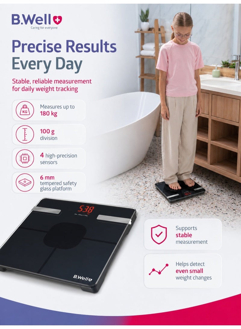 B.Well TH-168BT Bluetooth Diagnostic Weighing Scale with Body Composition Analysis - Image 4