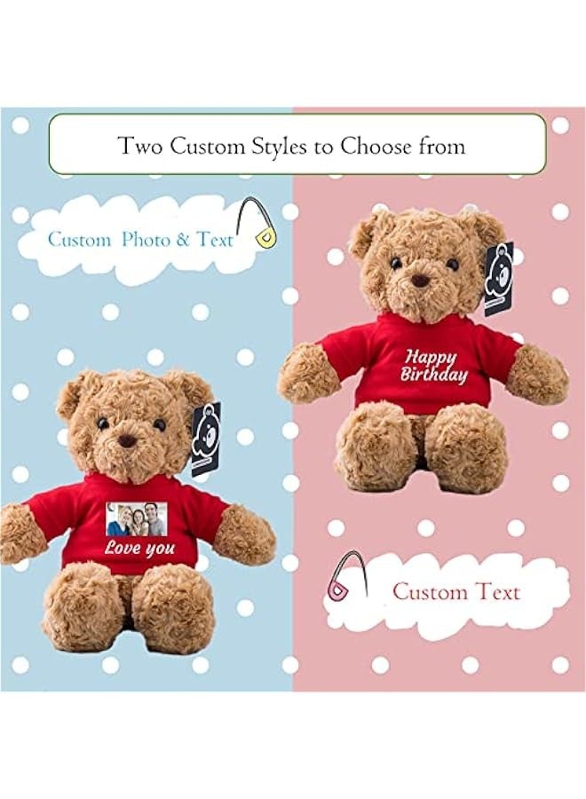Generic Personalized Gifts for Women Men Stuffed Bear Plush Toys with ized Text, Personalized Teddy Bear with T-shirt as for  s Day Birthday (11 inch-Text+Photo), Red  - Image 2