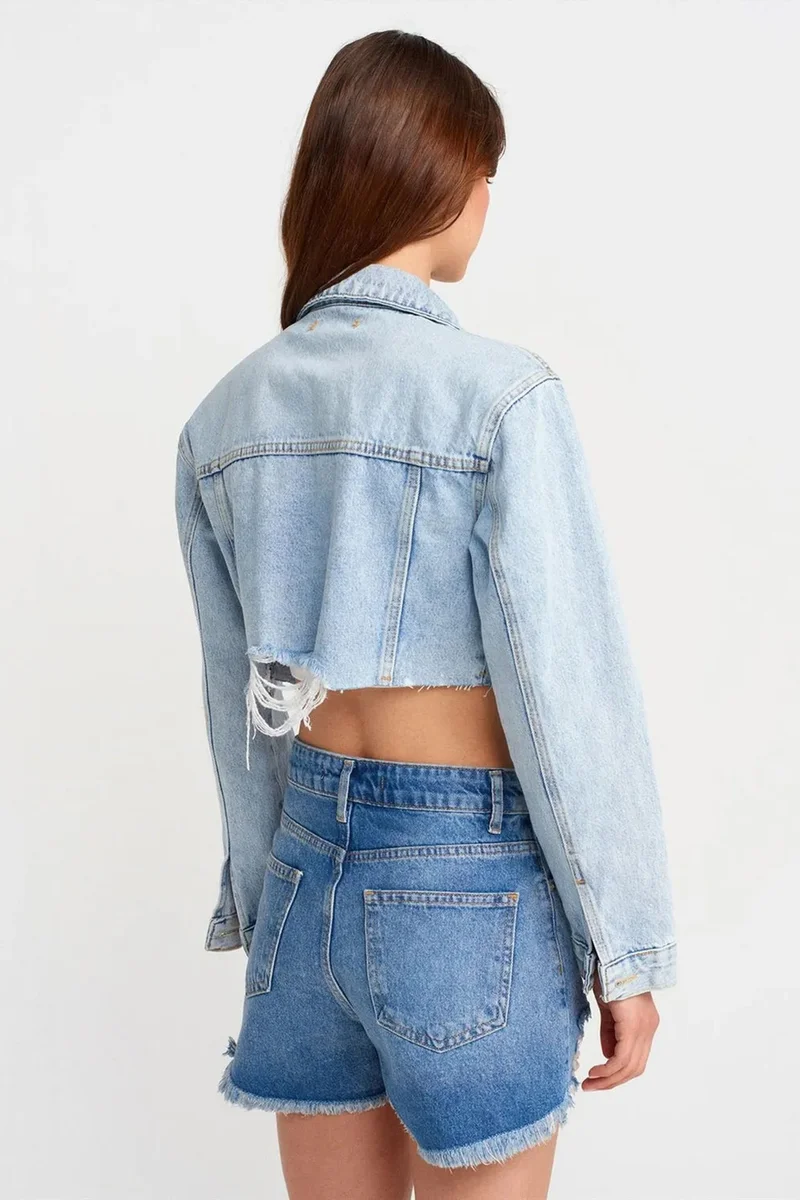 Dilvin Mid Blue Denim DILVIN Women’s High-Waist Denim Shorts for Women | Best Price UAE