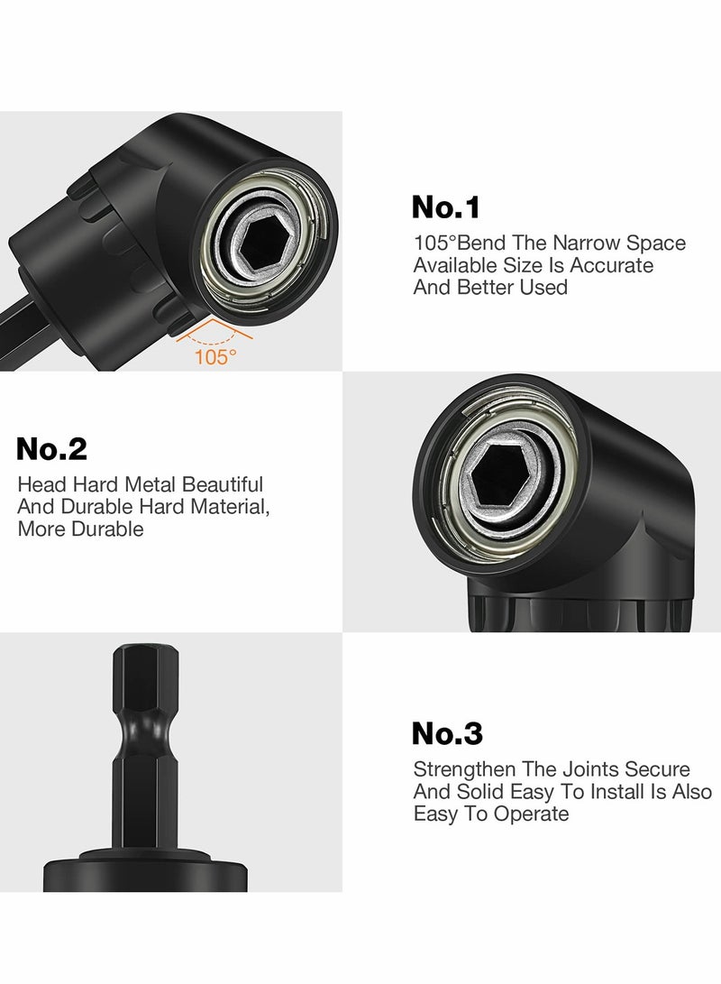 SOLARAE Impact Grade Sockets Adapter, 4pcs Power Drill Sockets Adapter Set with 360¬∞ Rotatable Hex Shank Drill Adapters, 105¬∞ Right Angle Screwdriver Attachment, Flexible Shaft Extension Bit - Image 2