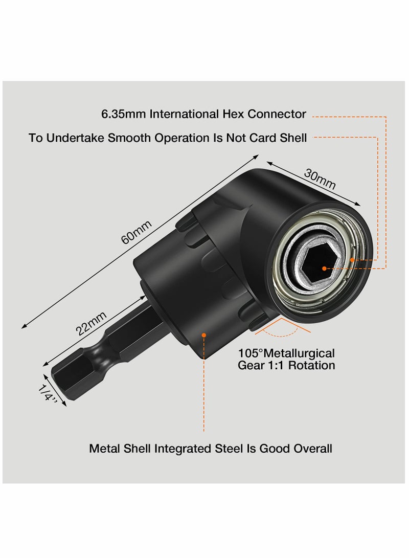 SOLARAE Impact Grade Sockets Adapter, 4pcs Power Drill Sockets Adapter Set with 360¬∞ Rotatable Hex Shank Drill Adapters, 105¬∞ Right Angle Screwdriver Attachment, Flexible Shaft Extension Bit - Image 5