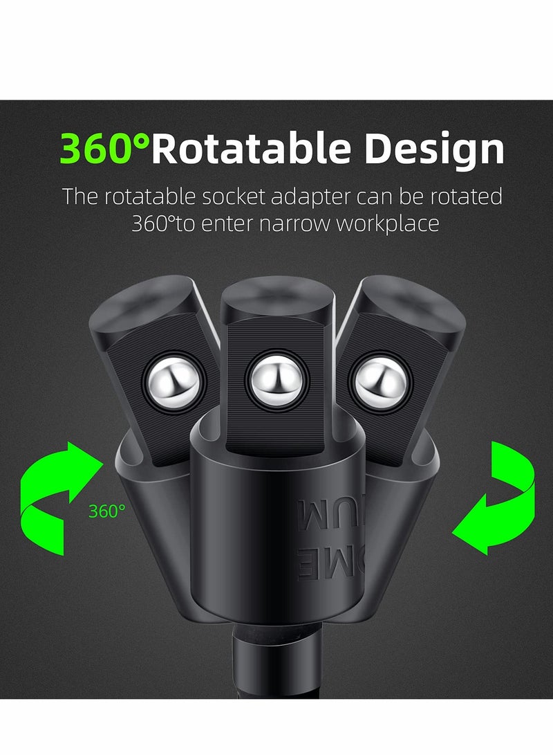 SOLARAE Impact Grade Sockets Adapter, 4pcs Power Drill Sockets Adapter Set with 360¬∞ Rotatable Hex Shank Drill Adapters, 105¬∞ Right Angle Screwdriver Attachment, Flexible Shaft Extension Bit - Image 4