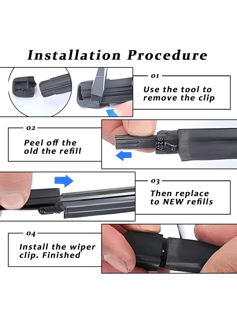 4 Pack Windshield Wiper Blades Refills, DIY Adjustable Windscreen Wiper Rubber Strips, Frameless Window Boneless Insert Silicone Strips, Universal for Car, Truck, SUV (25.59Inch) - Image 5