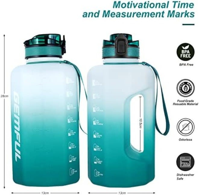 GEMFUL Water Bottle with Motivational Time Marker - 2.2 Liter Daily Hydration Tracker Jug BPA Free for Office Man Women  Wellness - Image 4