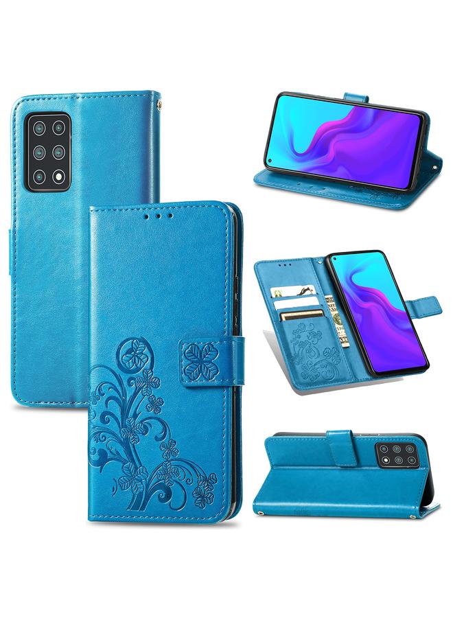 اس-توب جراب لهاتف Cubot X30، جراب جلدي منقوش بأربع أوراق لحماية الهاتف المحمول مع حبل وفتحة للبطاقات ومحفظة ووظيفة حامل - Image 1