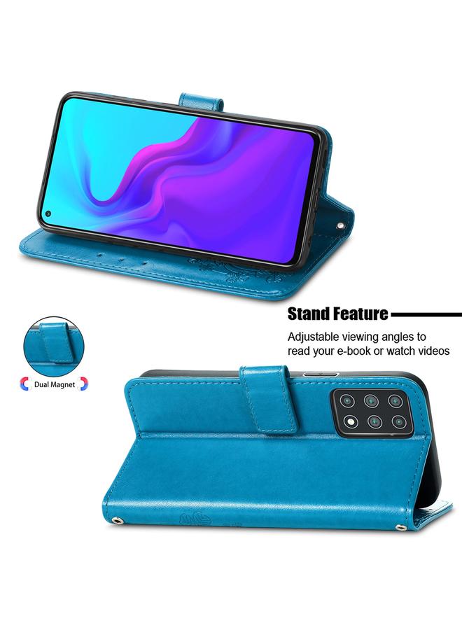 اس-توب جراب لهاتف Cubot X30، جراب جلدي منقوش بأربع أوراق لحماية الهاتف المحمول مع حبل وفتحة للبطاقات ومحفظة ووظيفة حامل - Image 4