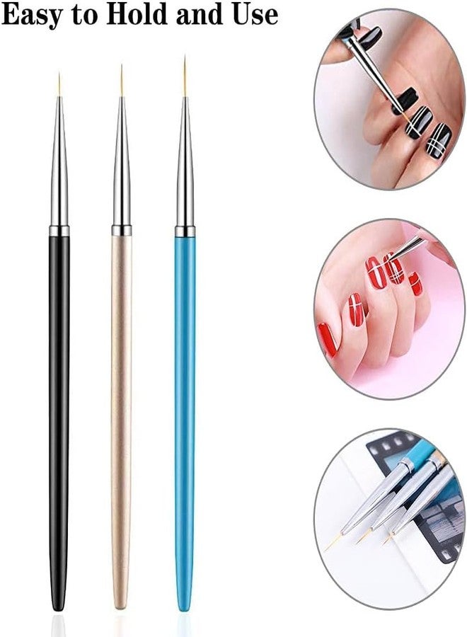 Prosopyare 3Pcs Nail Art Brushes Fine Liner,Nail Art Design Tools for DIY Nail Painting Drawing(7/9/11mm) - Image 3