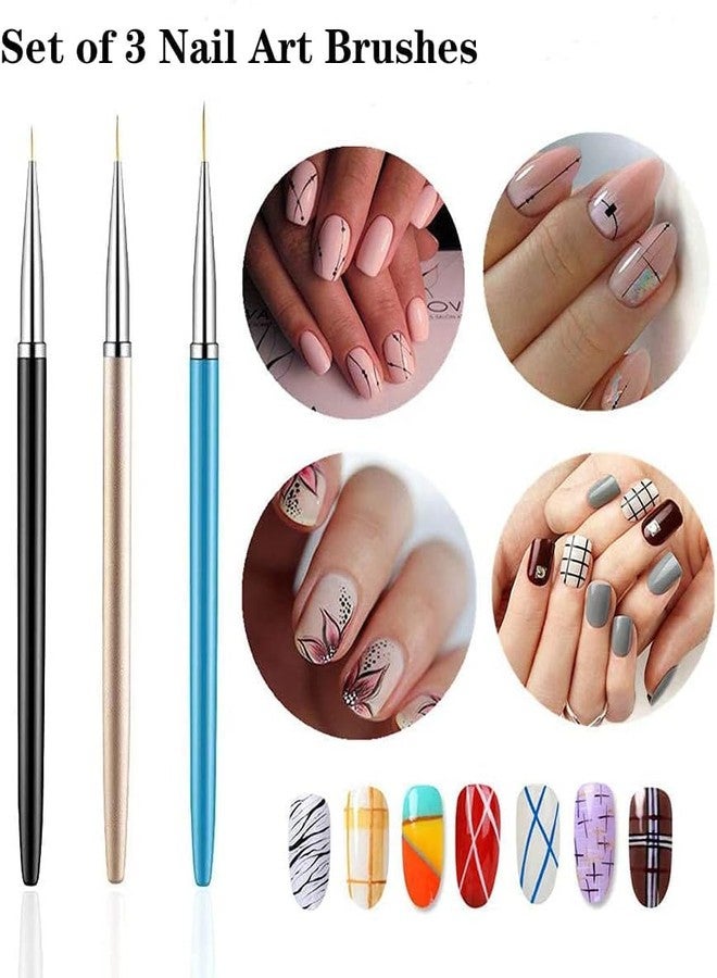 Prosopyare 3Pcs Nail Art Brushes Fine Liner,Nail Art Design Tools for DIY Nail Painting Drawing(7/9/11mm) - Image 4
