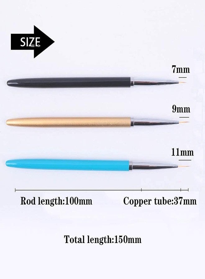 Prosopyare 3Pcs Nail Art Brushes Fine Liner,Nail Art Design Tools for DIY Nail Painting Drawing(7/9/11mm) - Image 2