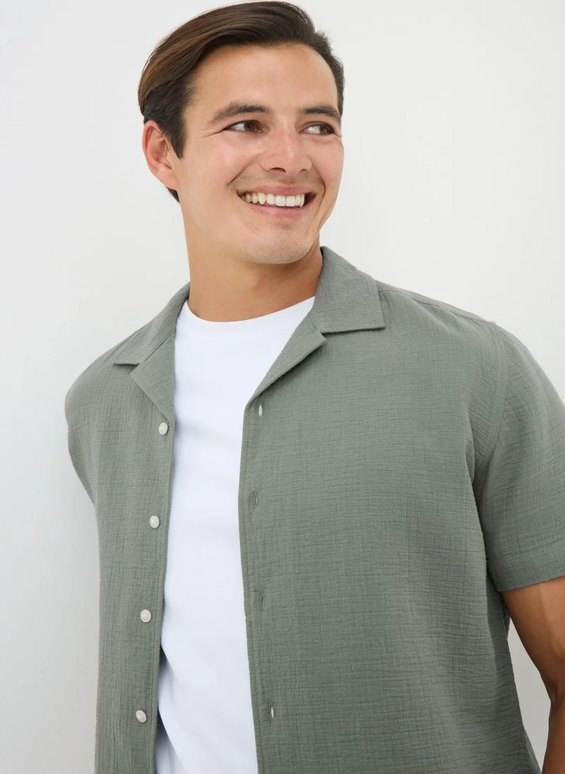 Matalan Sage Double Cloth Shirt