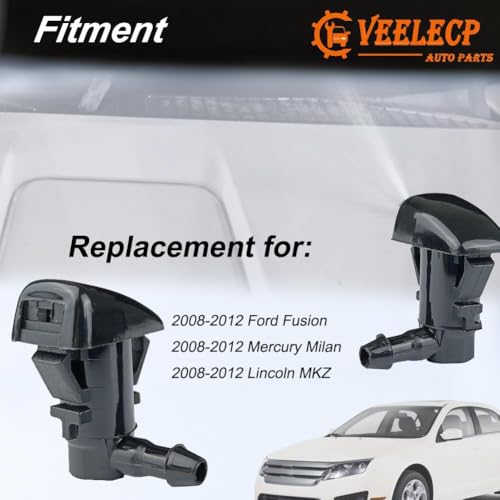 VEELECP One Pair Windshield Washer Nozzle Sprayers Kit Compatible with Fusion Milan MKZ Select Models Front Windshield Washer Squirter Nozzle - Image 4