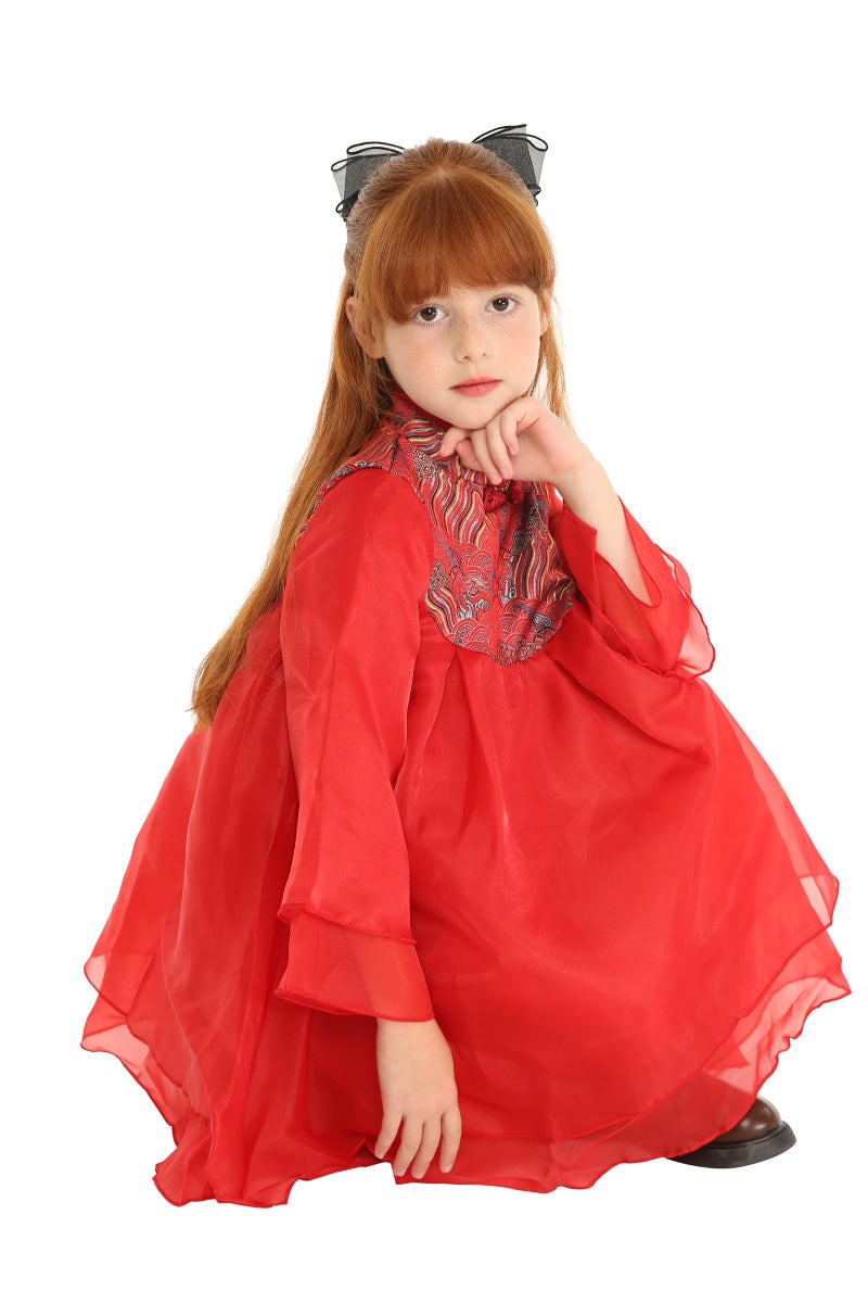Mud Kingdom Toddler Girl Qipao Dress Cute Style Red Cheongsam Chinese New Year 4T - Image 4