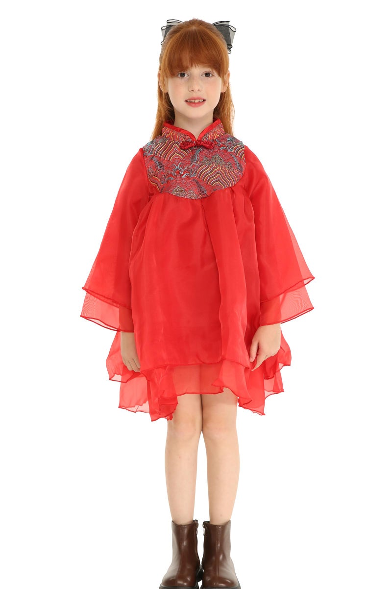 Mud Kingdom Toddler Girl Qipao Dress Cute Style Red Cheongsam Chinese New Year 4T - Image 2