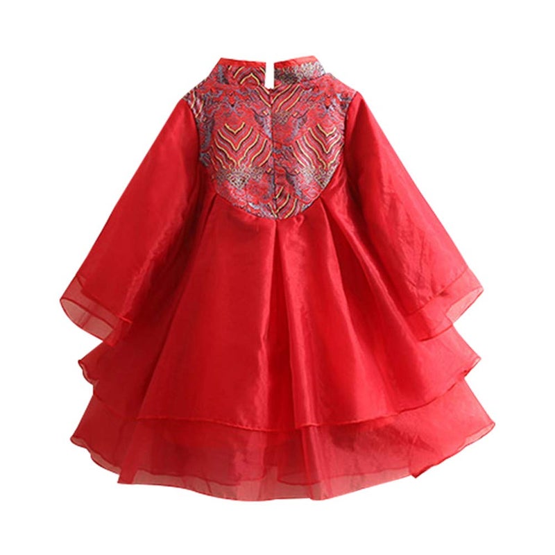 Mud Kingdom Toddler Girl Qipao Dress Cute Style Red Cheongsam Chinese New Year 4T - Image 5