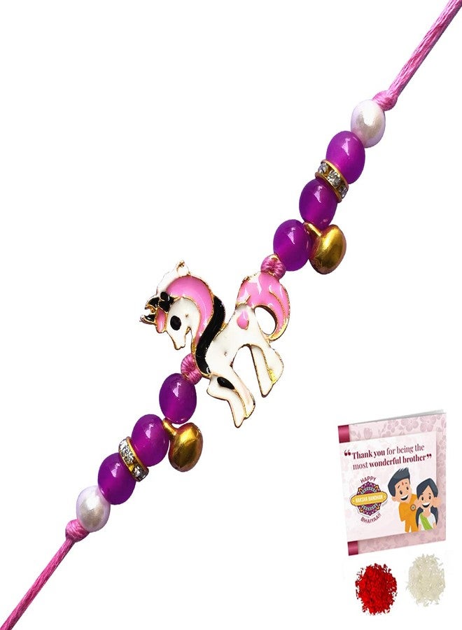 Fabdrap - Cute Cartoon Rakhi for Baby/Kids Brother/Sister with Greeting Card (UnicornRakhi)