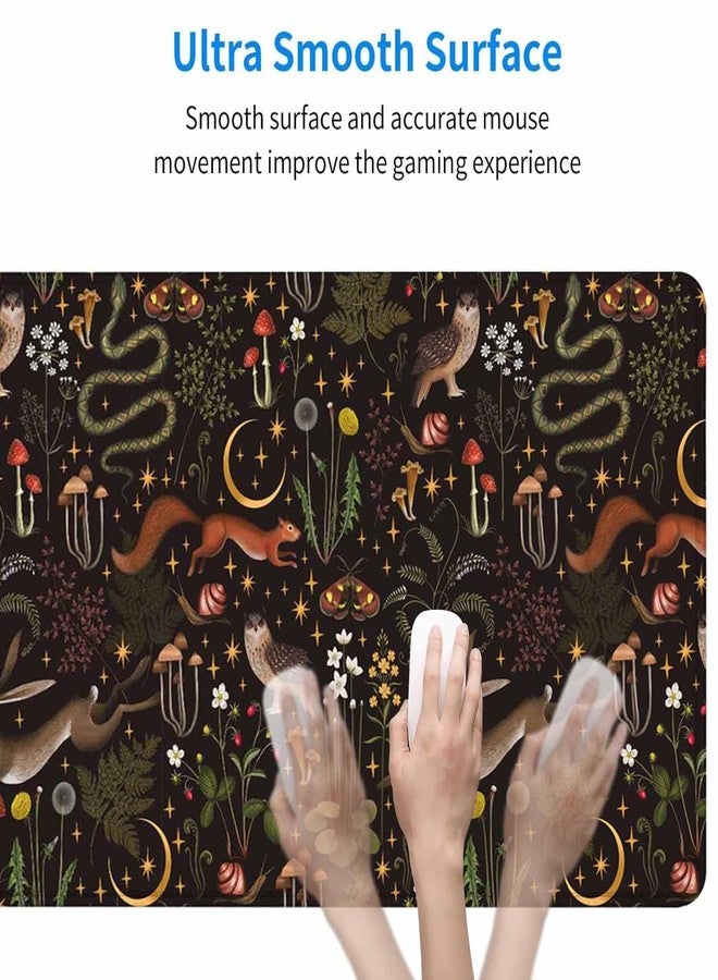 Solekla وسادة ماوس كبيرة للألعاب بحواف مخيطة، حصيرة مكتب، وسادة لوحة مفاتيح موسعة، قاعدة مطاطية مانعة للانزلاق للوحة المفاتيح والماوس، 35.4 × 15.7 بوصة، بنمط غابة خيالية - Image 5