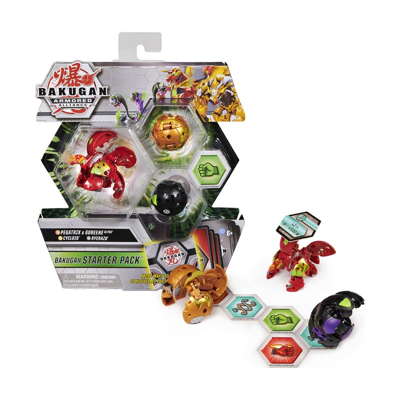 Bakugan Starter Pack 3-Pack, Fused Pegatrix X Goreene Ultra, Armored Alliance Collectible Action Figures - Image 1