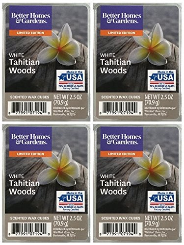 Better Homes & Gardens Better Homes and Gardens White Tahitian Woods Scented Wax Cubes  4Pack