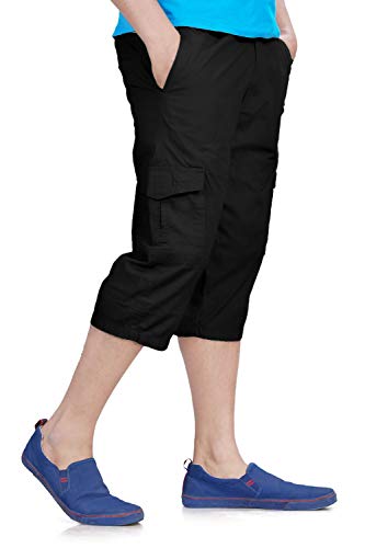 0-DEGREE Men's Regular Fit Three Quarter Shorts Black 34 Inch Waist - Image 3