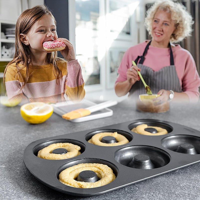 Shudyear Non-Stick Donut Baking Tray | 10.4" x 7.28" Donut Tray with 6 Donut Molds | Steel Donut Tray | Make the perfect bagel and cake donuts(2pc) - Image 4