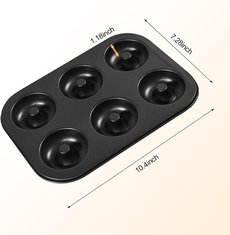 Shudyear Non-Stick Donut Baking Tray | 10.4" x 7.28" Donut Tray with 6 Donut Molds | Steel Donut Tray | Make the perfect bagel and cake donuts(2pc) - Image 2