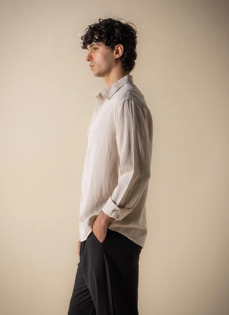 Shapes Beige RELAXED FIT TENCEL SHIRT for Men | Best Price UAE