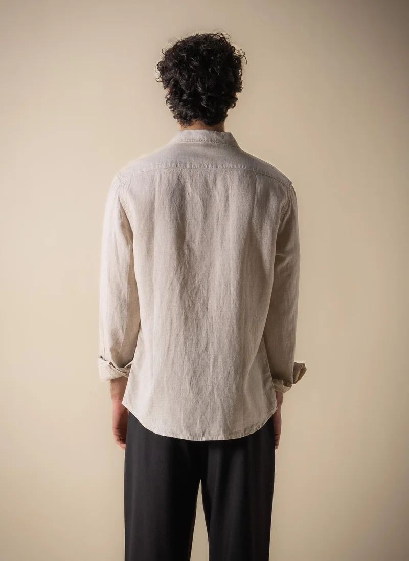 Shapes Beige RELAXED FIT TENCEL SHIRT for Men | Best Price UAE