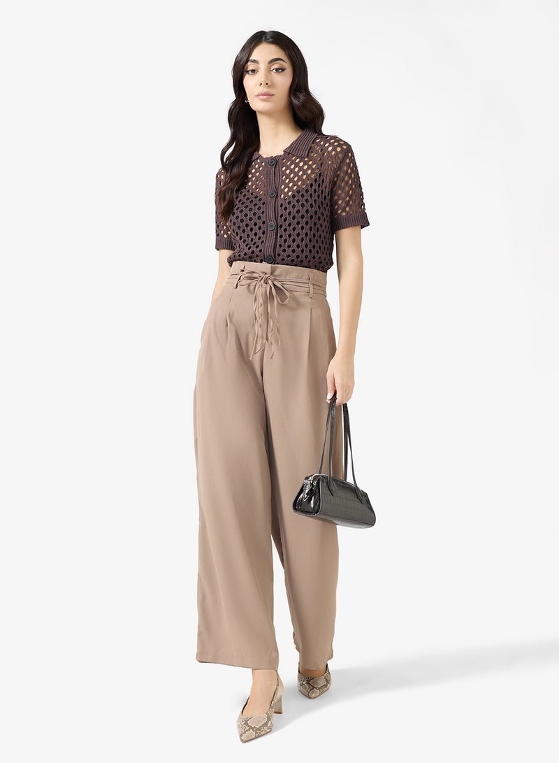 ELLA High Waist Trouser With Waist Tie Detail - Image 2