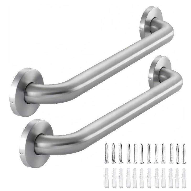 Raemnaky Stainless Steel Bathroom Safety Shower Grab Bar Anti Slip Bathtubs Grab BarsToilet Assist Saft Handle Handrail ADA Compliant 500lbs for Handicap Elderly Senior Brushed 12 Inches 2 Pack - Image 2