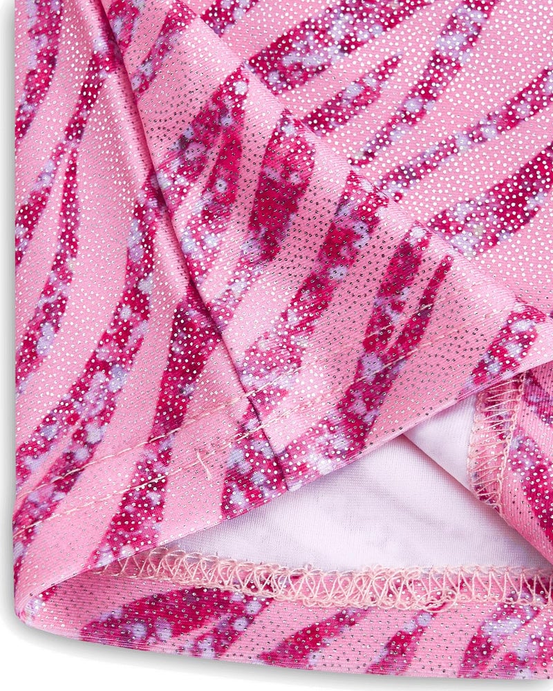 JiAmy Leotards for Girls Gymnastics, Long Sleeve Sparkly Dance Biketards with Shorts Ballet Tumbling Outfit for 6-7 Years Pink Zebra - Image 5