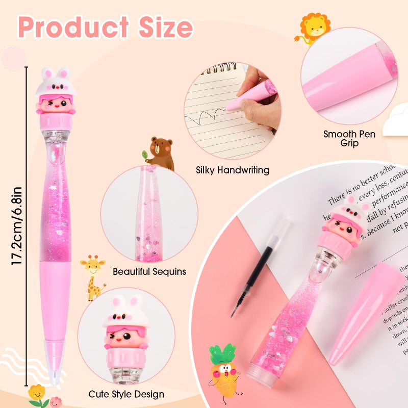 LiYiQ 24 PCS Fidget Spinner Pens Cute Fun Pens Kawaii Panda, Capybara, Penguin, Frog and Puppy Shape Cool Ballpoint Pens for Office Home Present - Image 2