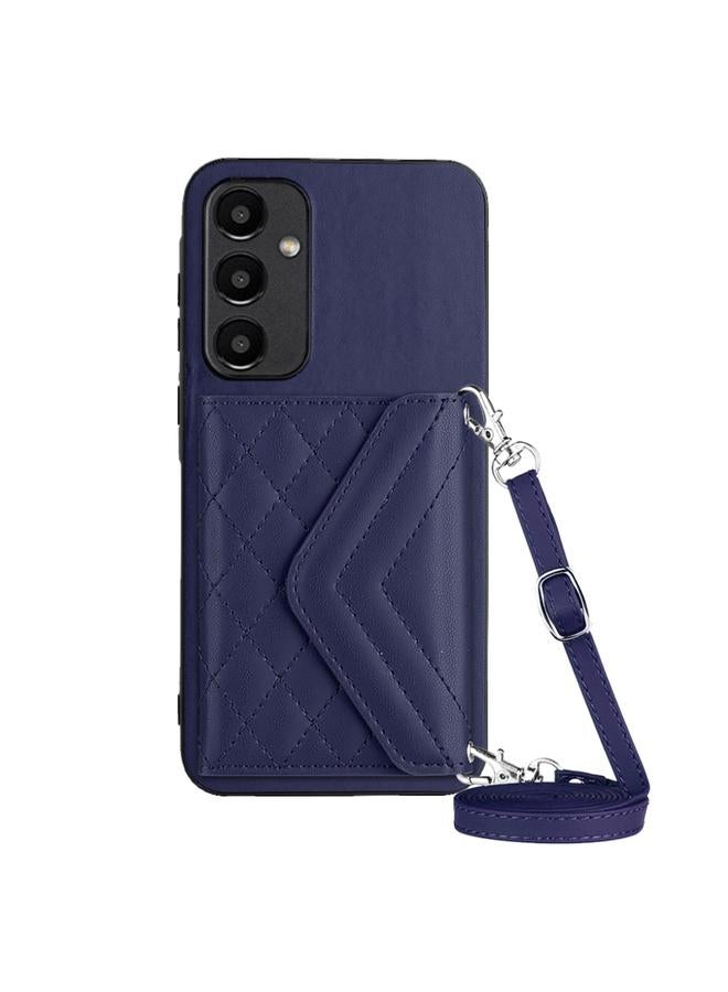S-TOP Case For Samsung Galaxy A55 Rhombic Texture Card Bag RFID Phone Case with Long Lanyard - Image 1