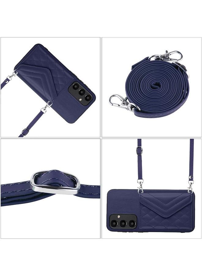 S-TOP Case For Samsung Galaxy A55 Rhombic Texture Card Bag RFID Phone Case with Long Lanyard - Image 4