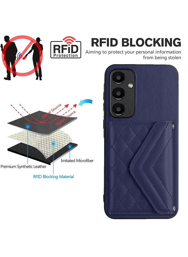 S-TOP Case For Samsung Galaxy A55 Rhombic Texture Card Bag RFID Phone Case with Long Lanyard - Image 2