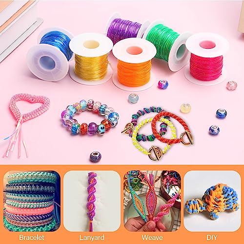 Cridoz 6 Pack Lanyard String Kit, Plastic Lacing Cord Gimp String Lanyard Weaving Kit for Boondoggle, Bracelets, Keychains, Crafts (Glitter) - Image 4