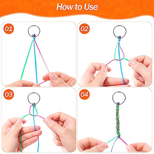 Cridoz 6 Pack Lanyard String Kit, Plastic Lacing Cord Gimp String Lanyard Weaving Kit for Boondoggle, Bracelets, Keychains, Crafts (Glitter) - Image 5