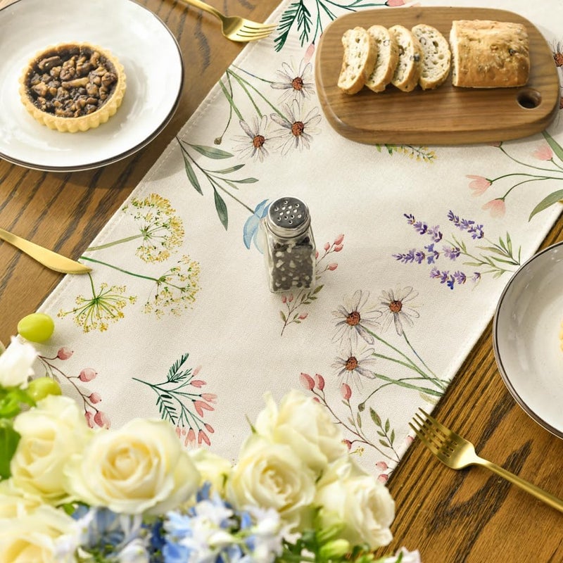 Floral Summer Table Runner - 13x72 Inch Seasonal Spring Kitchen Decoration - Image 4