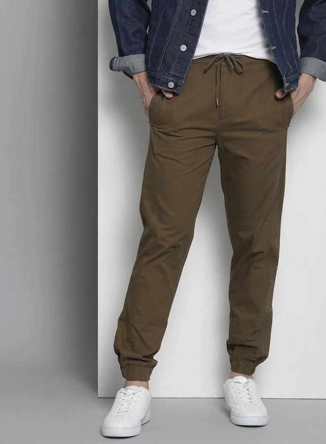 The Indian Garage Co Men Brown Regular Fit Solid Joggers