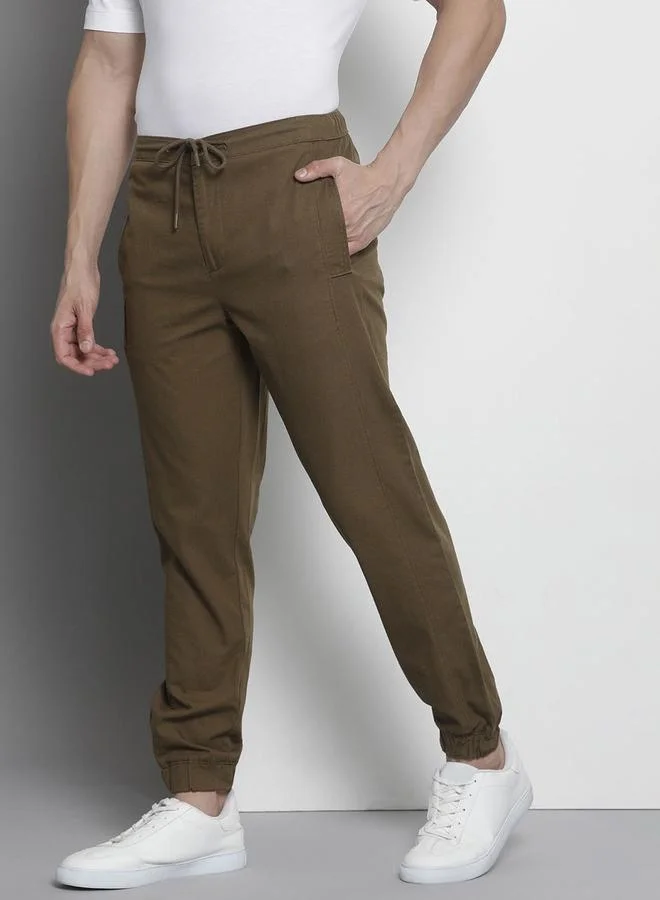 The Indian Garage Co Men Brown Regular Fit Solid Joggers