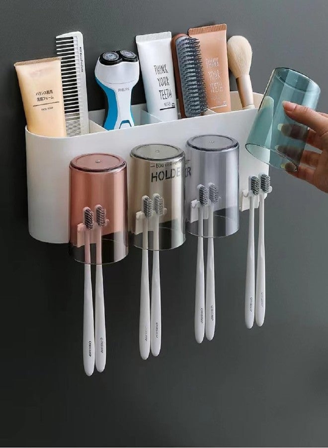 Tyzag Toothbrush Holders for Bathroom, Tooth Brushes Holder, Toothbrush Holder Wall Mounted, Brush Holder for Bathroom Wall Mounted (4 Cup, White) - Image 4