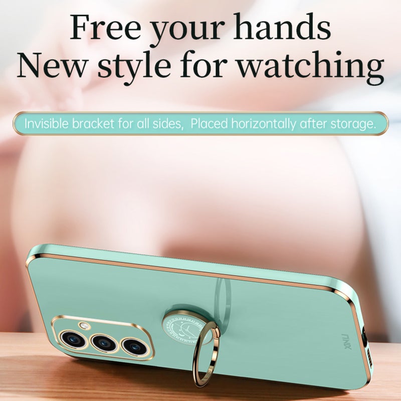 HuHa Case Cover For Samsung Galaxy A35 5G XINLI Straight Edge 6D Electroplate TPU Phone Case with Ring Holder(Mint Green) - Image 3