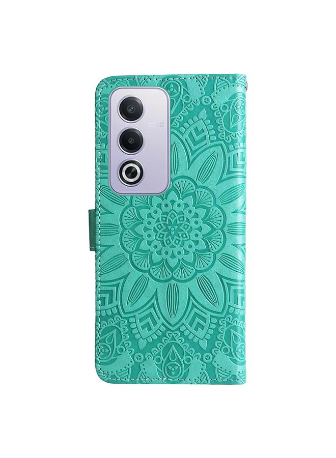 اس-توب جراب لهاتف OPPO A3 Pro 5G عالمي / هندي، جراب هاتف من الجلد المنقوش بنقشة عباد الشمس - Image 3