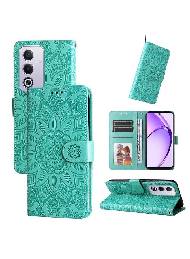 اس-توب جراب لهاتف OPPO A3 Pro 5G عالمي / هندي، جراب هاتف من الجلد المنقوش بنقشة عباد الشمس - Image 1