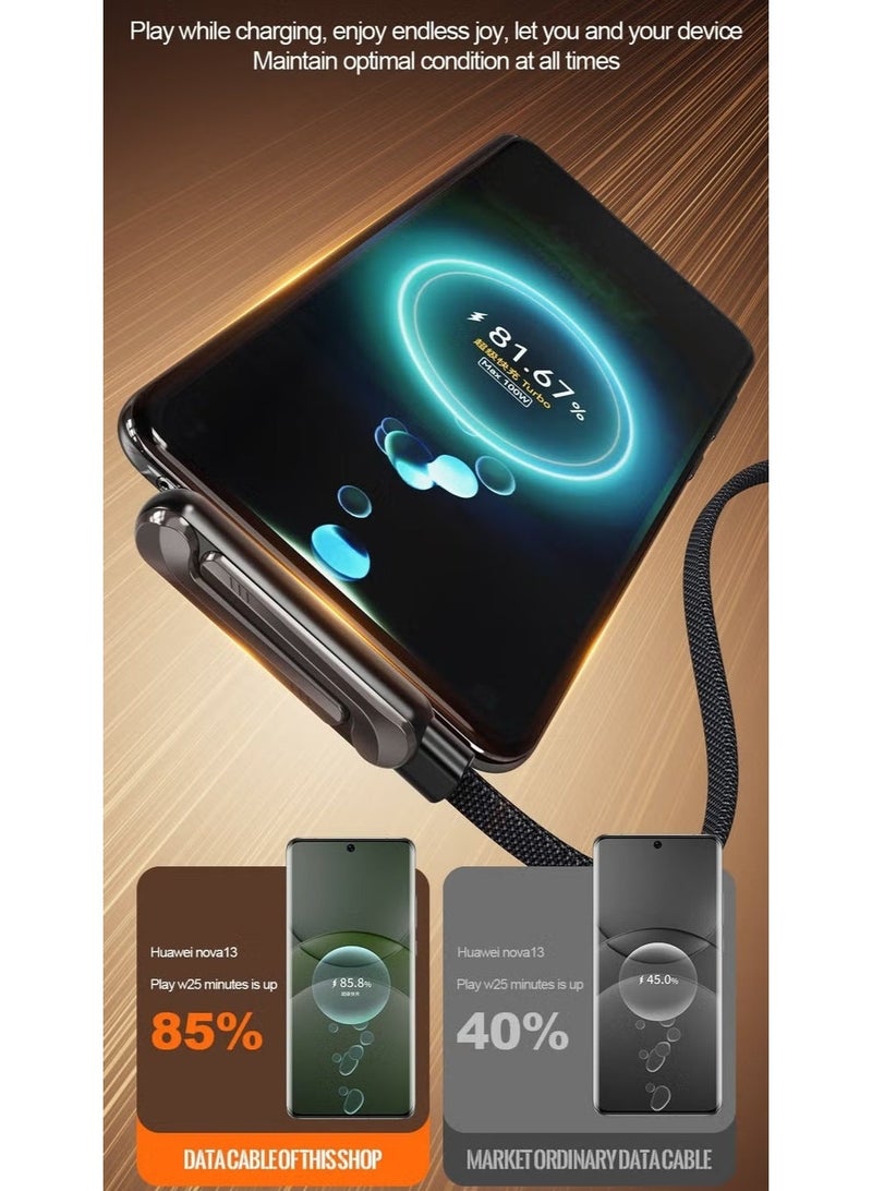 ELTRAZONE Sideways Phone Charger, 2-in-1 Invisible Holder Charger Cable, 240w Fast Charging Cord with Built-in Phone Stand for Smartphones Tablets (C-C,1pcs) - Image 3