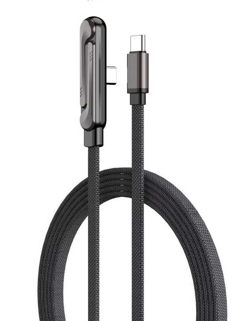ELTRAZONE Sideways Phone Charger, 2-in-1 Invisible Holder Charger Cable, 240w Fast Charging Cord with Built-in Phone Stand for Smartphones Tablets (C-C,1pcs) - Image 1